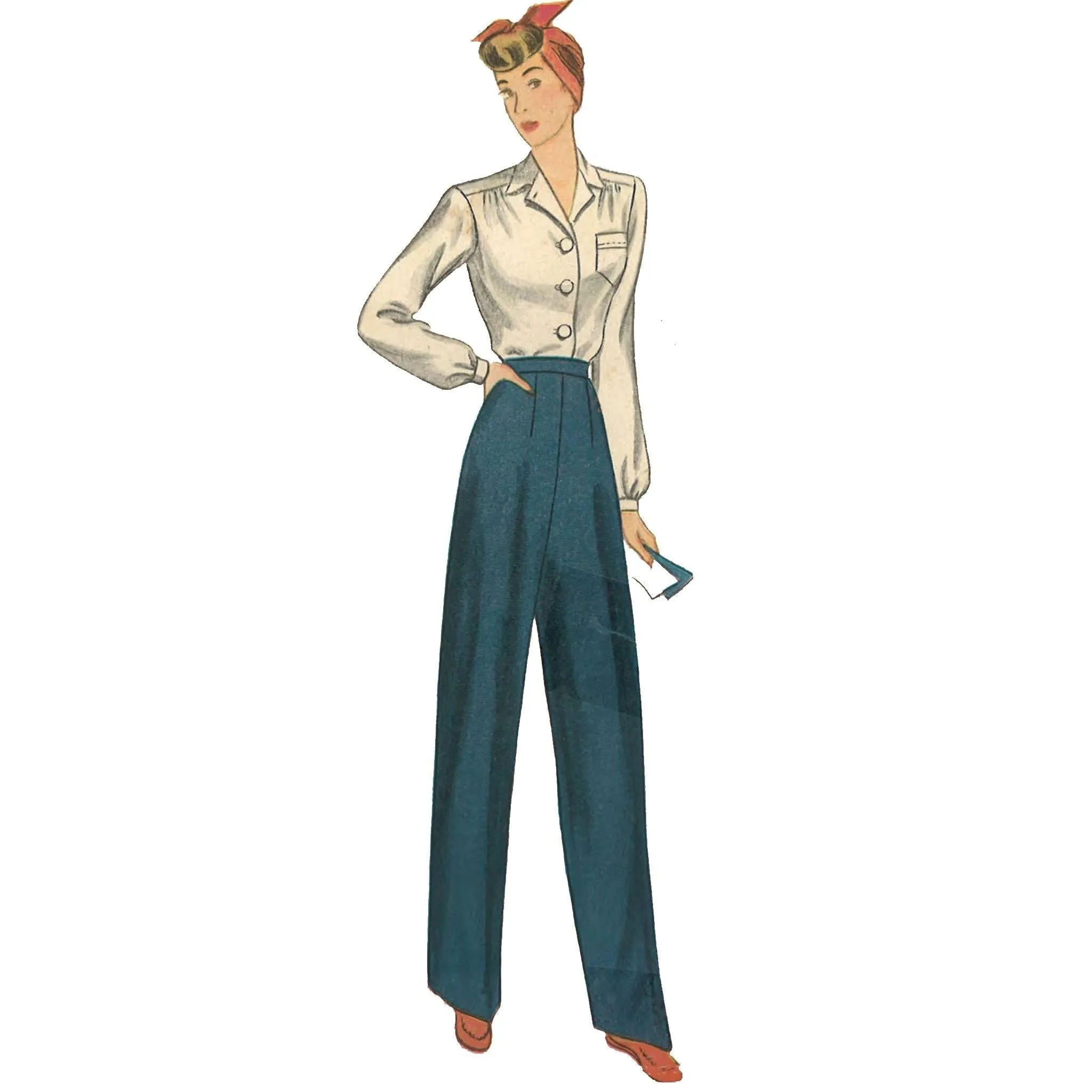 1940s Land-Girl - Slacks, Blouse & Overalls - "Rosie The Riveter" - Bust 30" (76cm)