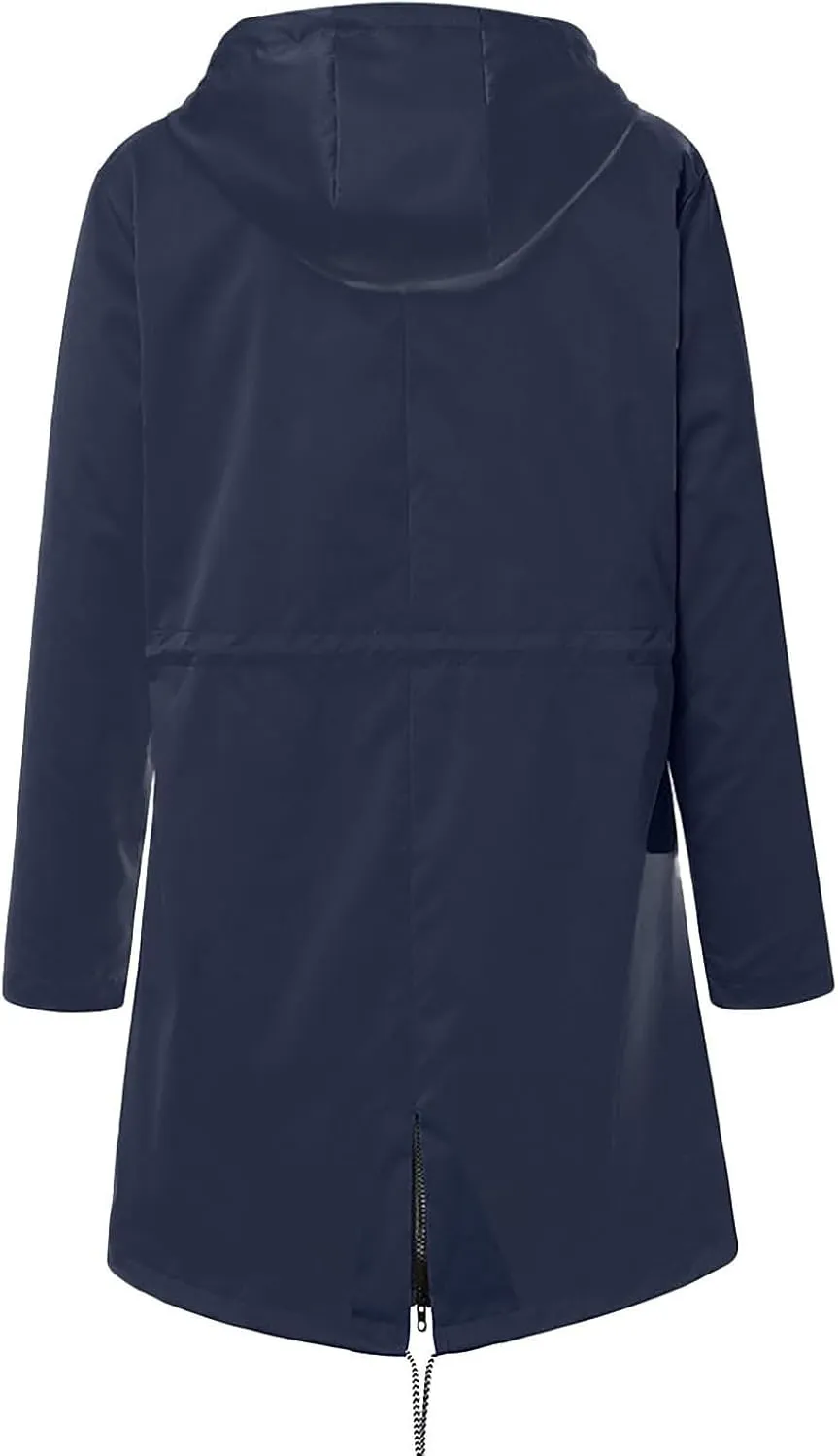 2025 Womens Raincoat Fall Fashion Fit Waterproof Rain Jacket Winter Zip up Windbreaker with Hood