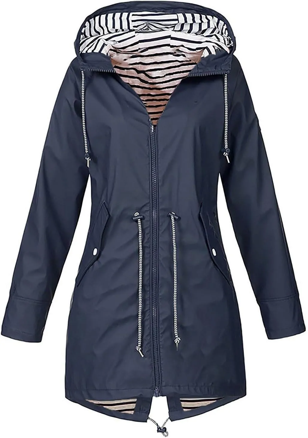 2025 Womens Raincoat Fall Fashion Fit Waterproof Rain Jacket Winter Zip up Windbreaker with Hood