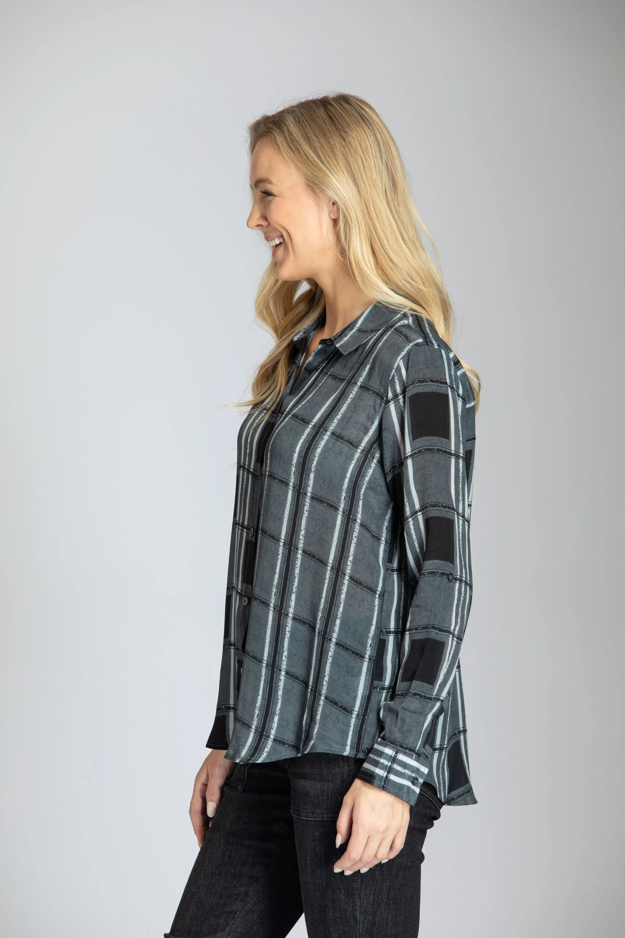 Abstract Plaid Blouse