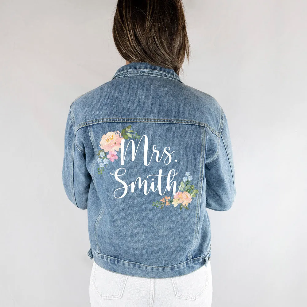 (Blue Denim) Flowery Bridal Denim Jacket