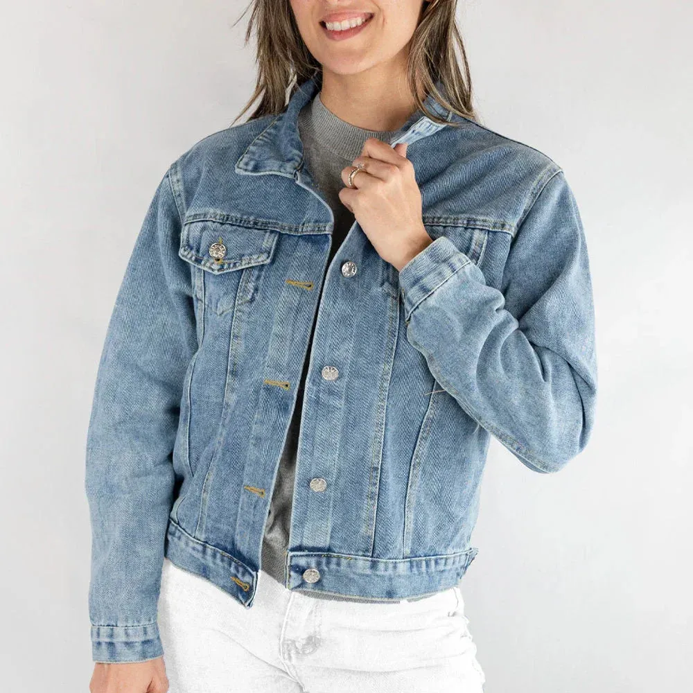 (Blue Denim) Flowery Bridal Denim Jacket