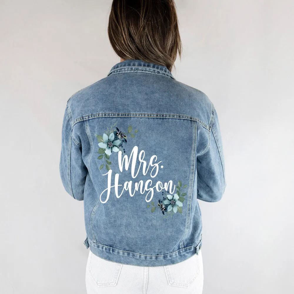 (Blue Denim) Flowery Bridal Denim Jacket