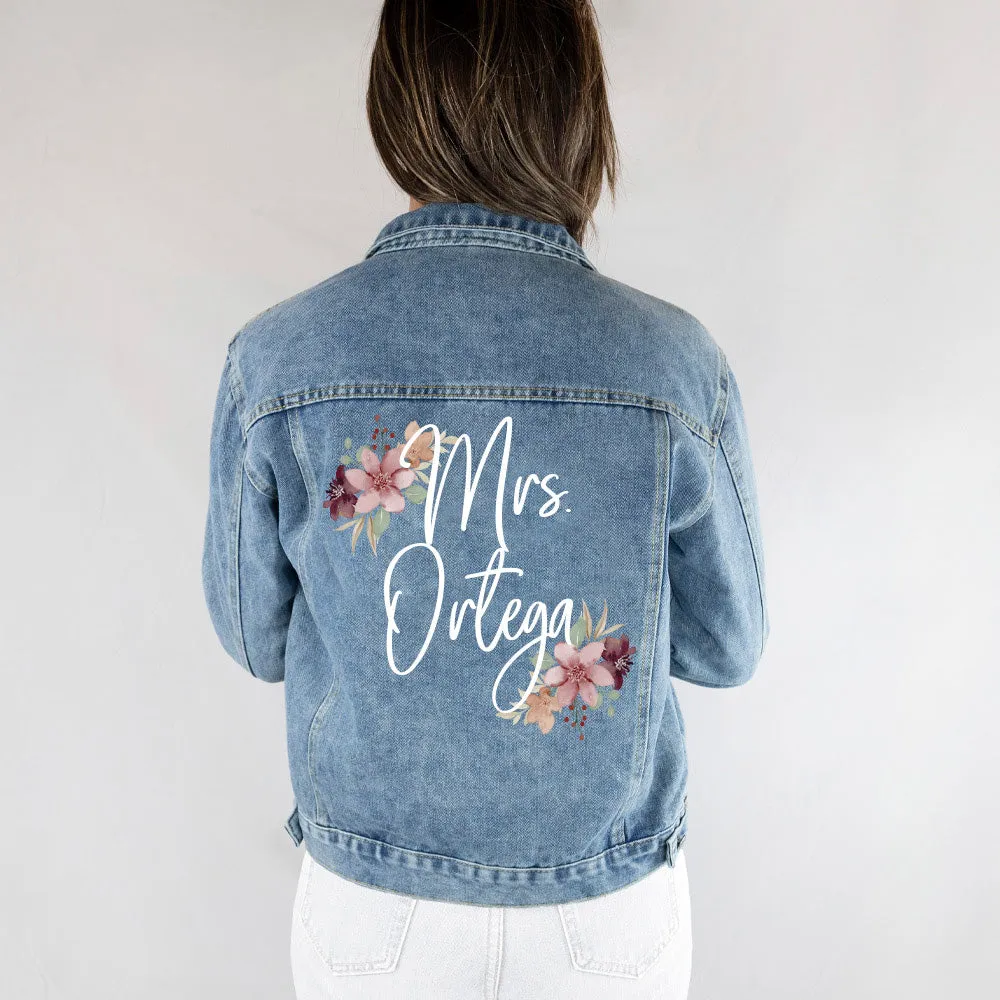 (Blue Denim) Flowery Bridal Denim Jacket