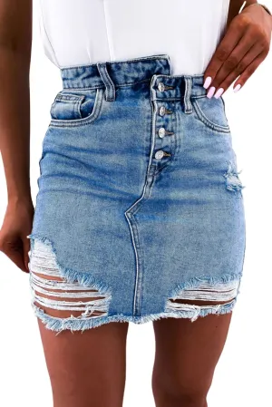 Chic Design Ripped Jeans Skirt