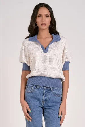 Collared Short-Sleeve Sweater