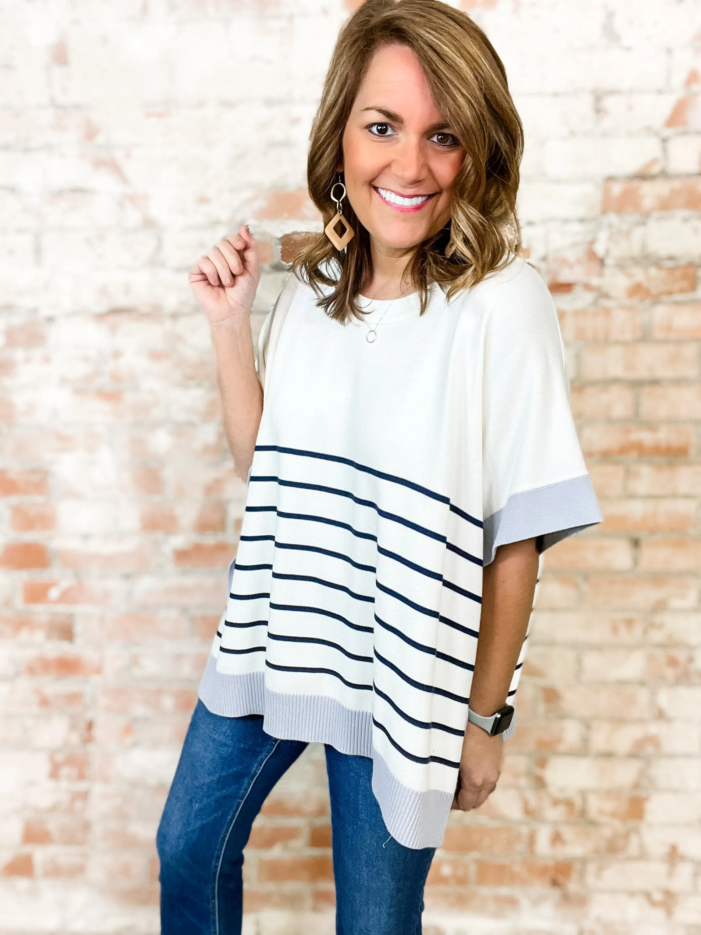 Curvy Sanibel Stripe Poncho Top