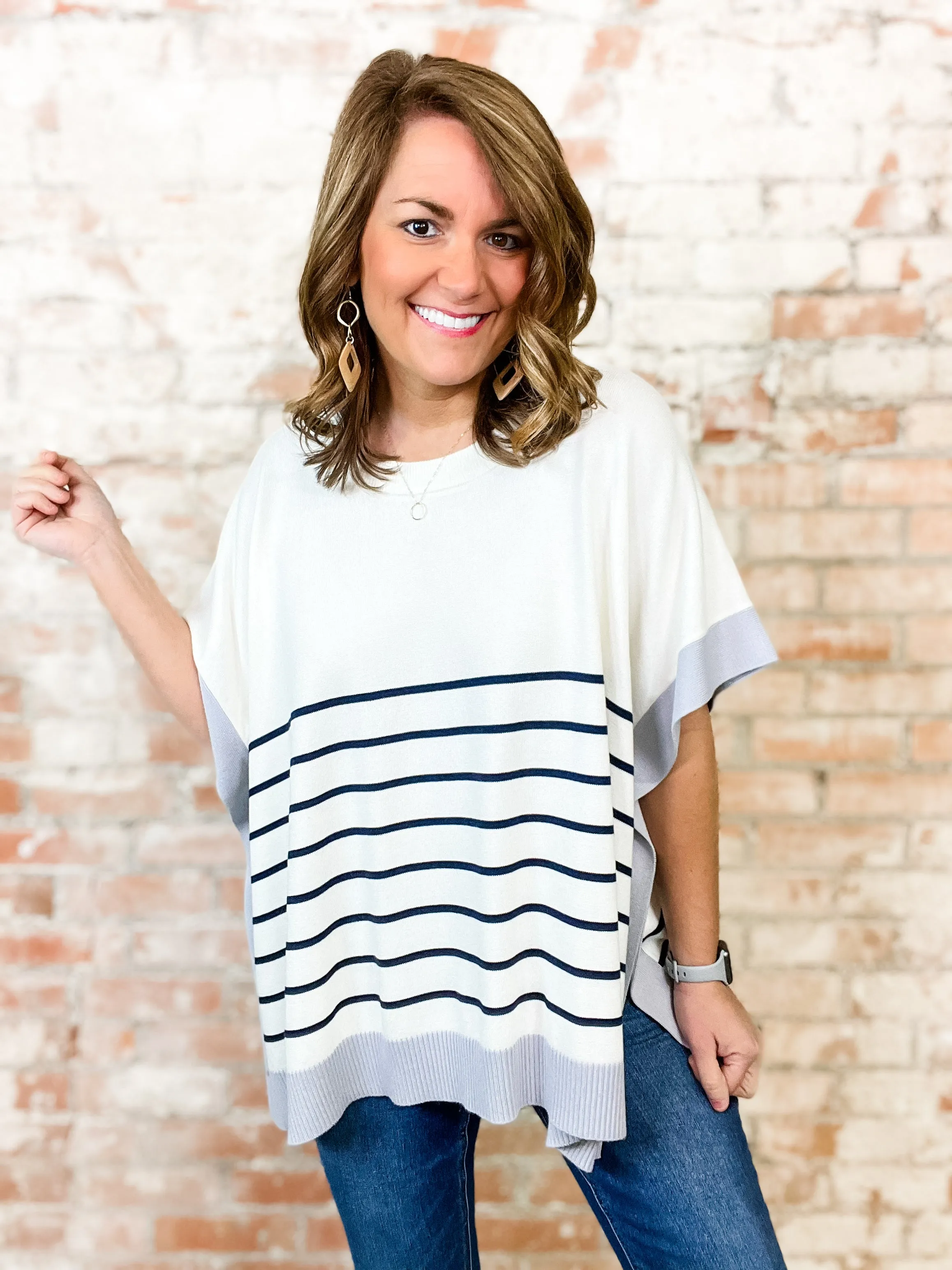 Curvy Sanibel Stripe Poncho Top