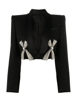 Deep V Neck Patchwork Diamonds Blazer