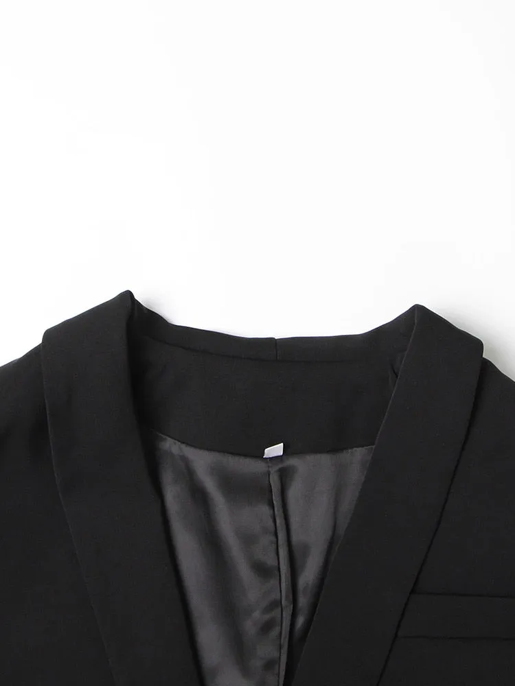 Deep V Neck Patchwork Diamonds Blazer