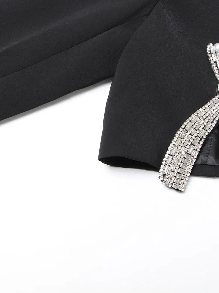 Deep V Neck Patchwork Diamonds Blazer