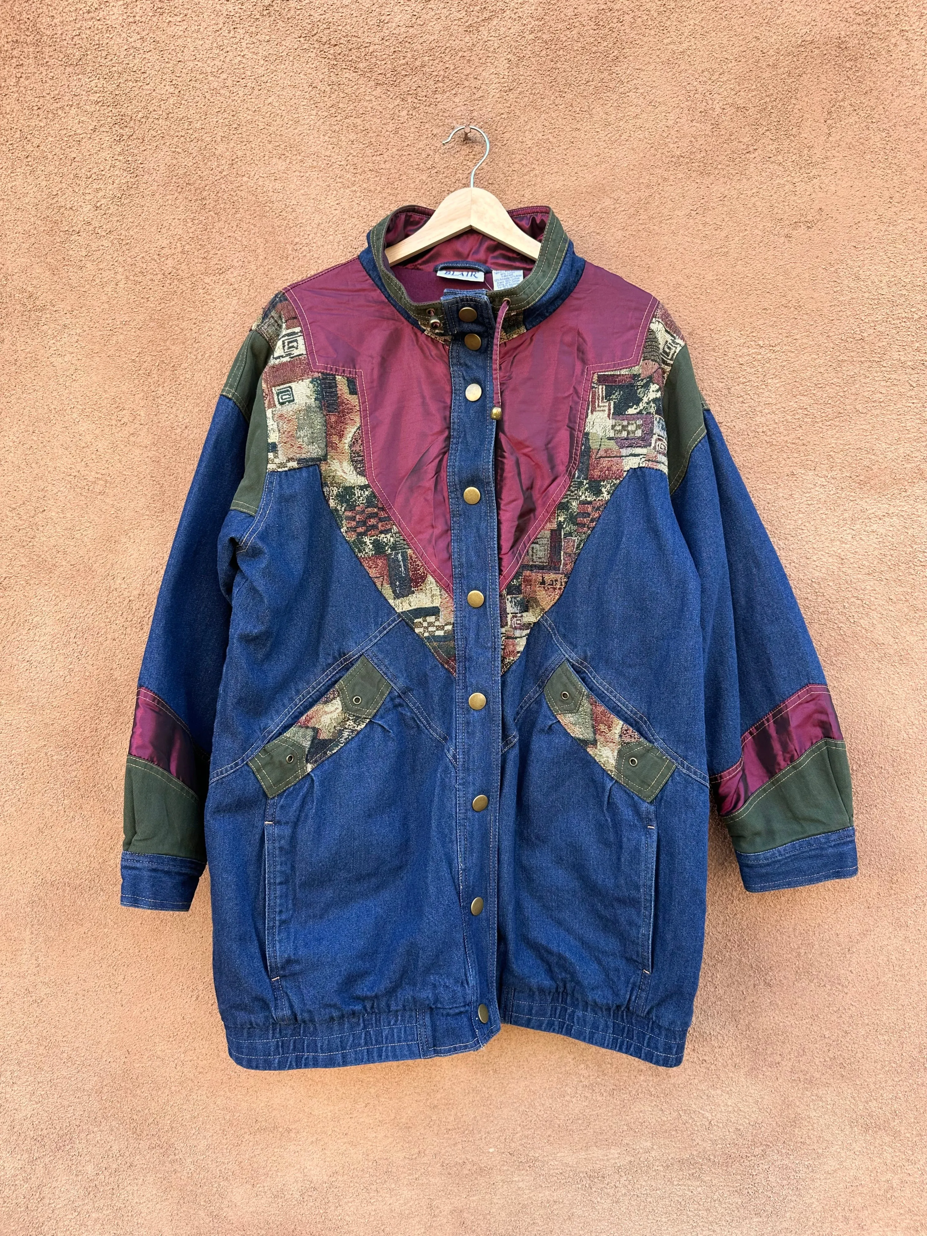 Denim & Satin & Tapestry Long Jacket