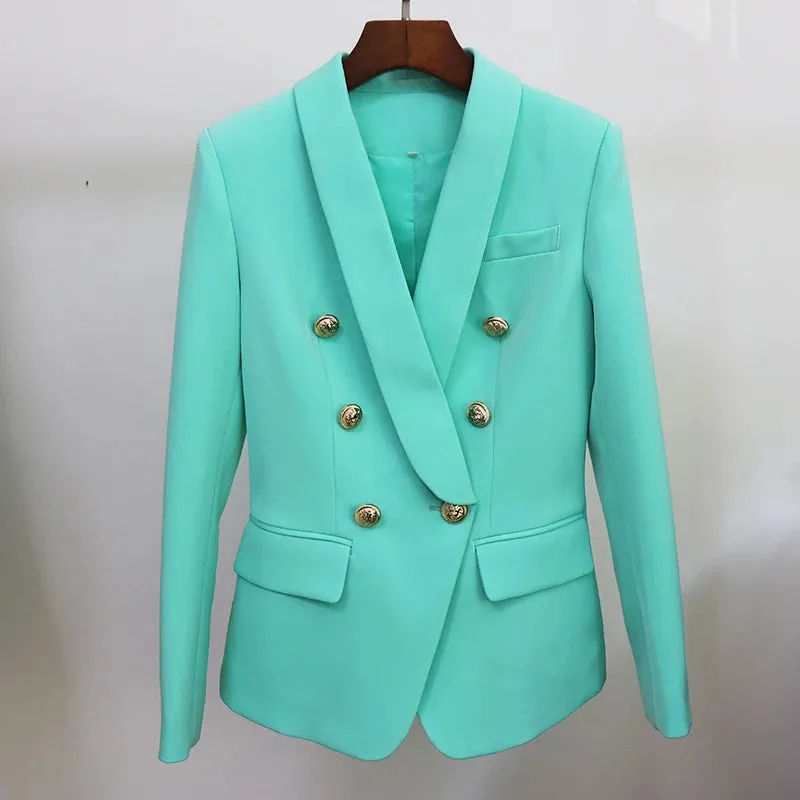 Elevated Basics Tweed Fringe Double-Breasted Blazer