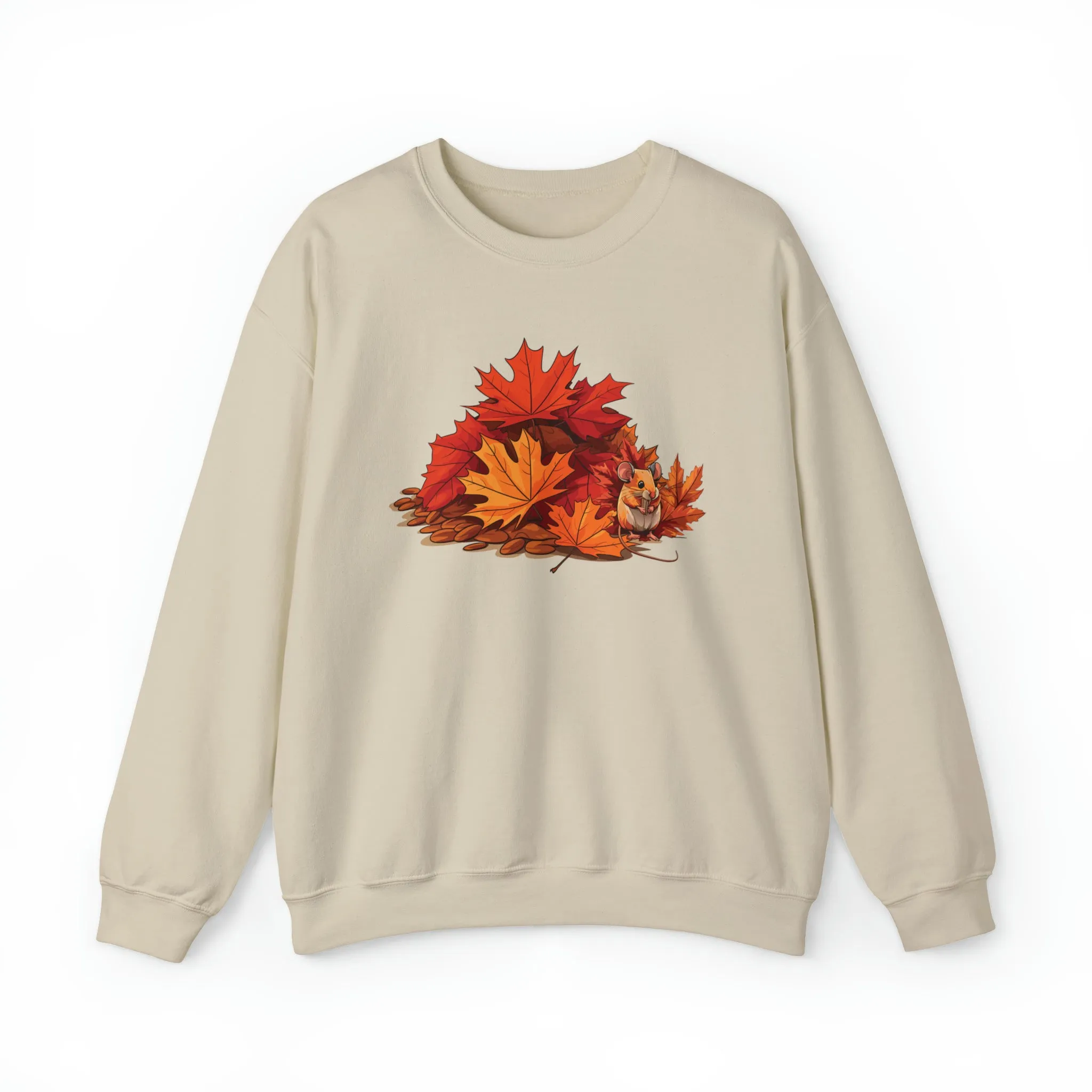 Fall Sweatshirt, Winter Sweater, Funny Mouse Sweatshirt, Maple Leaves Sweatshirt, Fall Leaves Sweatshirt, Winter Mouse Sweater
