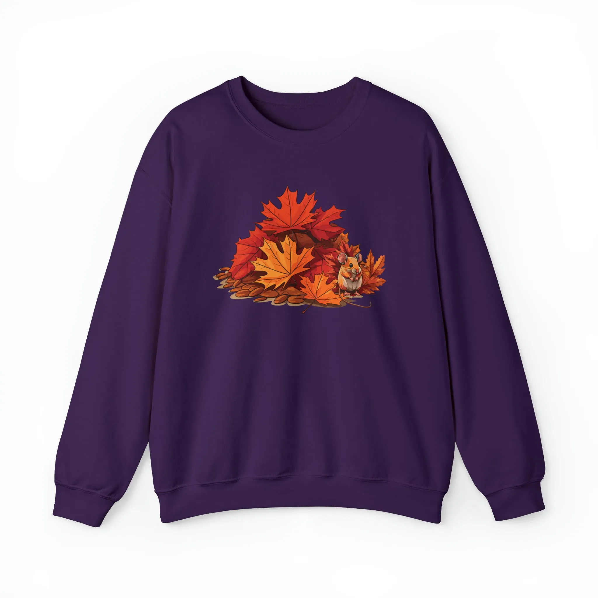 Fall Sweatshirt, Winter Sweater, Funny Mouse Sweatshirt, Maple Leaves Sweatshirt, Fall Leaves Sweatshirt, Winter Mouse Sweater