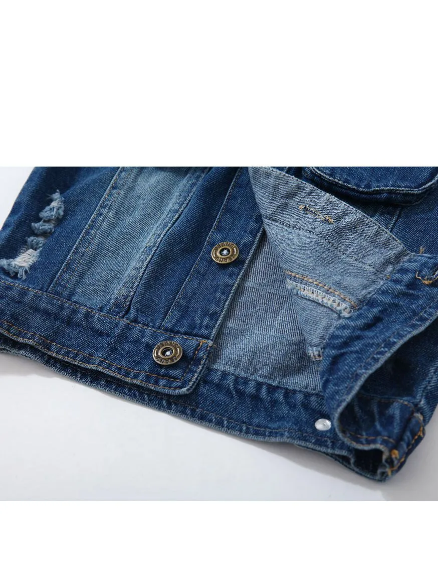 Fashion Coat Big Smile Pattern Denim Jacket Kids Big Boys Jeans Jacket