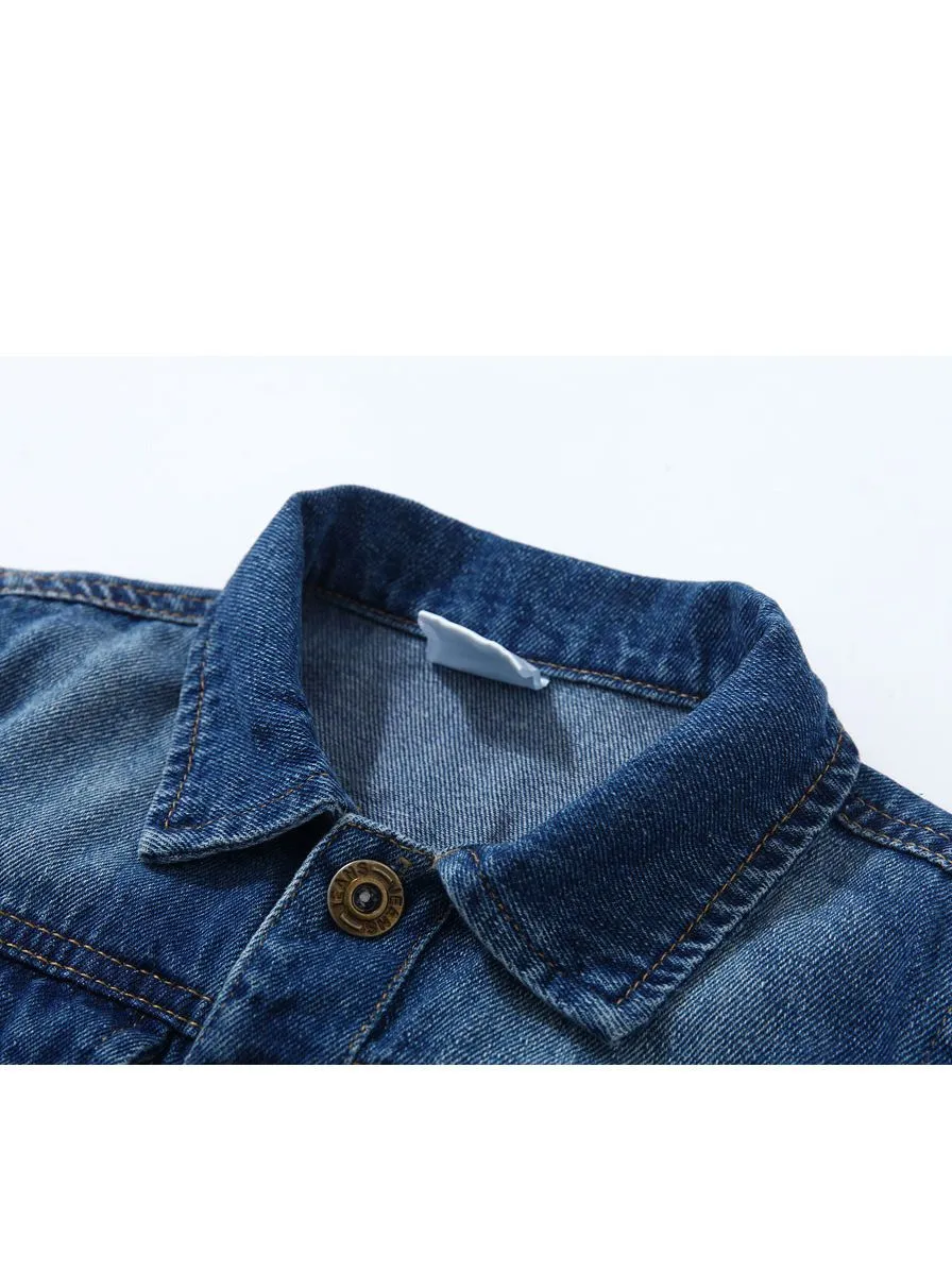 Fashion Coat Big Smile Pattern Denim Jacket Kids Big Boys Jeans Jacket