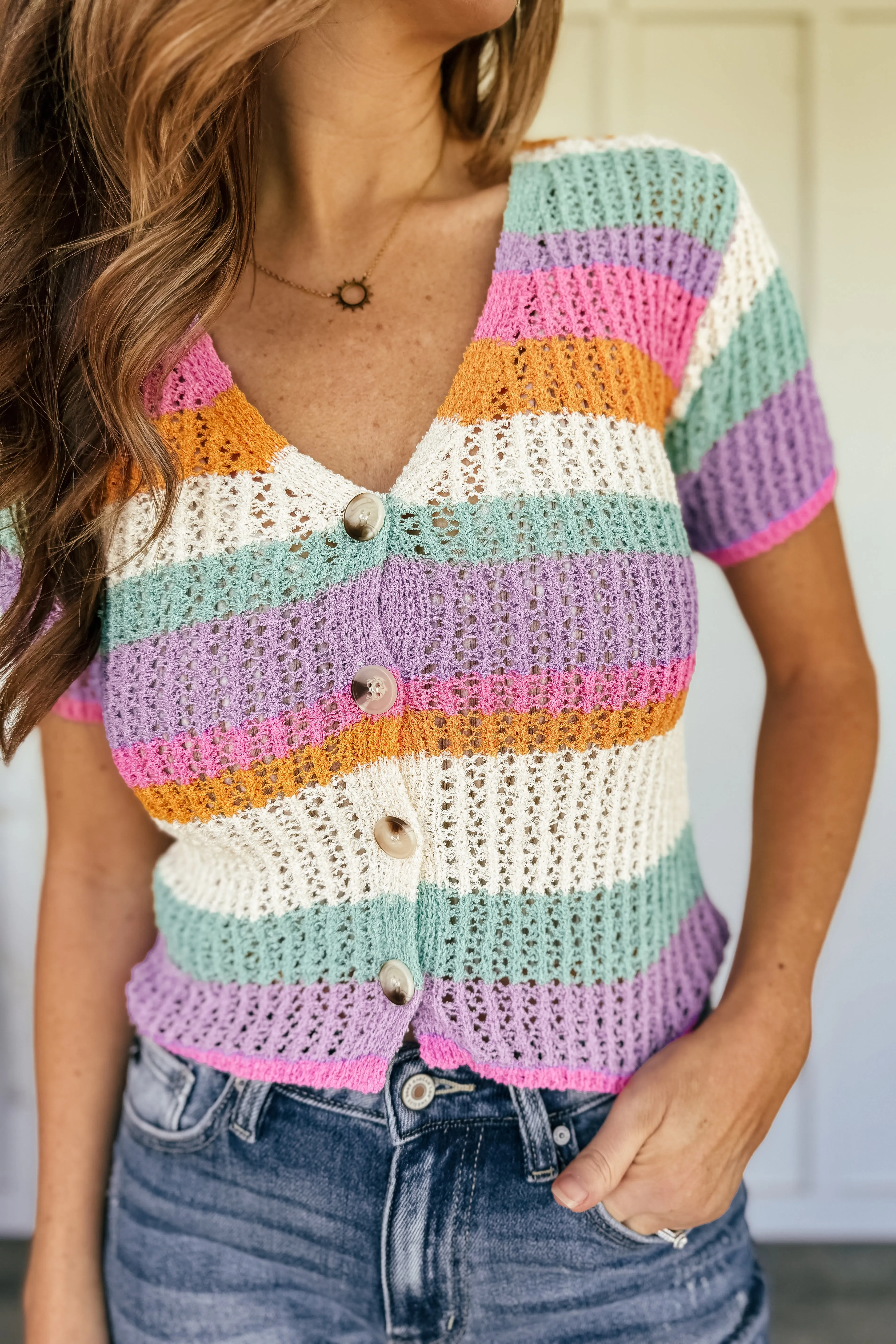 Happy Day Short Sleeve Knit Cardigan
