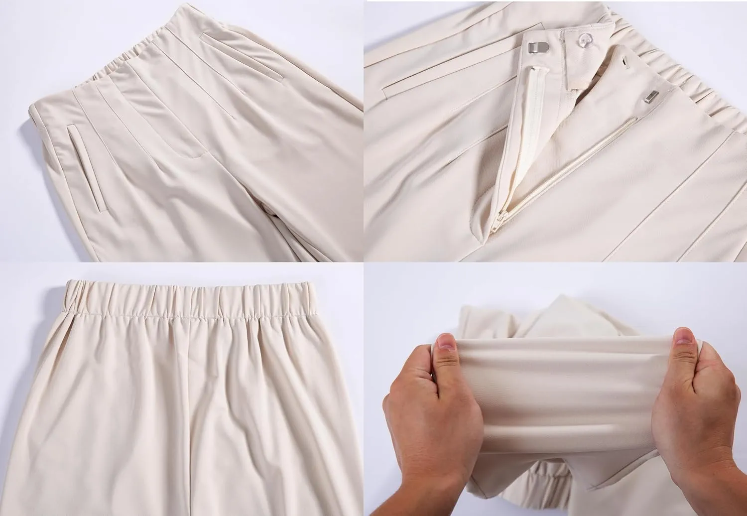 heipeiwa Women's High Waisted Work Business Trousers Pleated Office Slacks Pants Crop Dress Pant