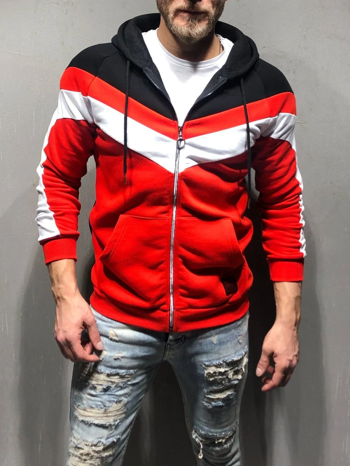 Hooded Sweatshirt Stripe Details - Red