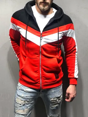 Hooded Sweatshirt Stripe Details - Red
