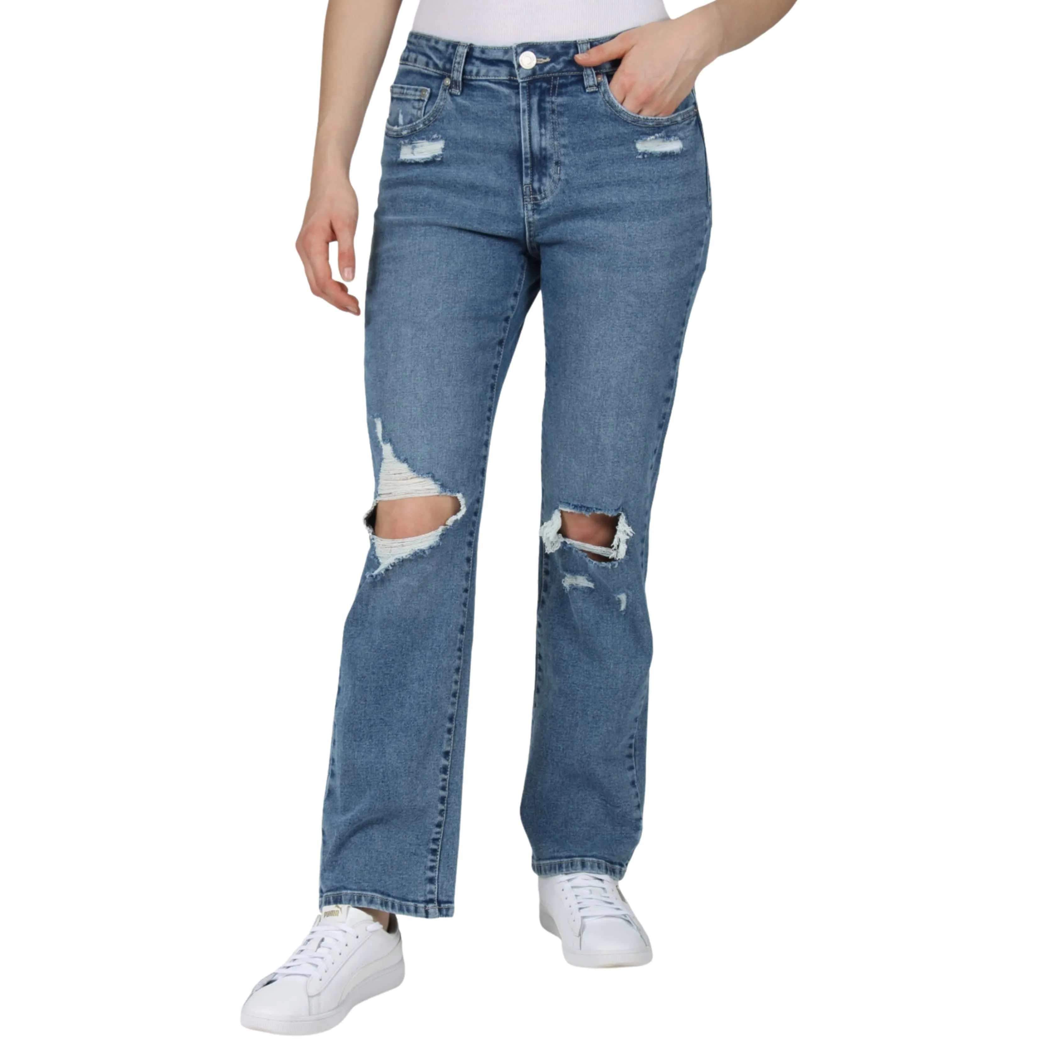 INDIGO REIN - Ripped Bootcut Jeans