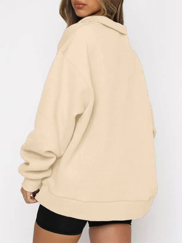 Katlyn Pocket Top Half Zip Pullover Long Sleeve Sweatshirt