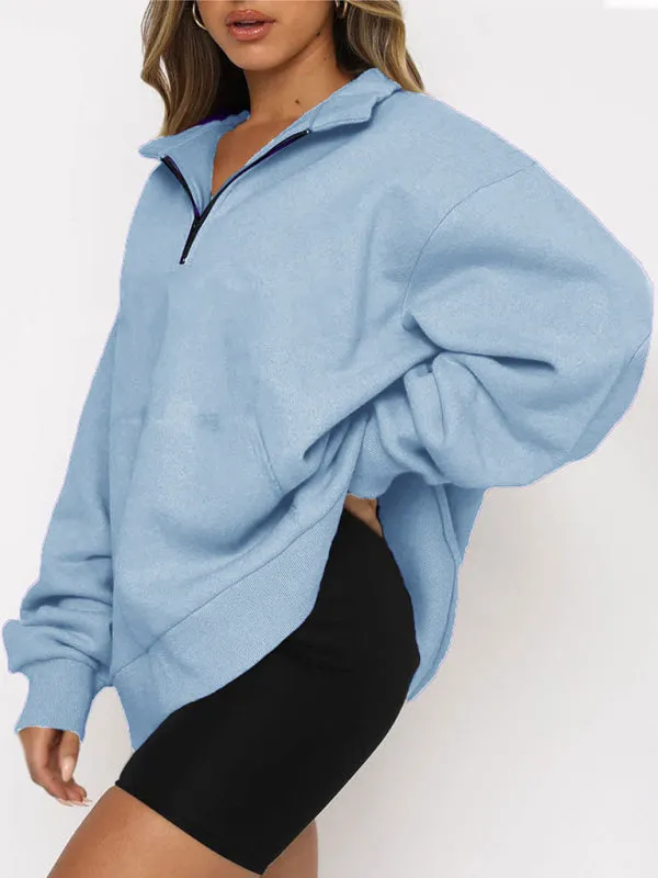 Katlyn Pocket Top Half Zip Pullover Long Sleeve Sweatshirt