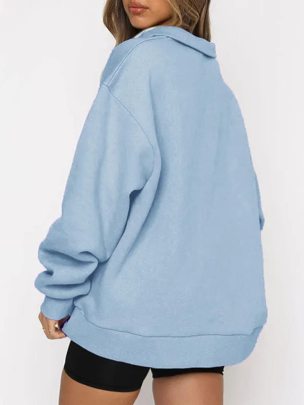 Katlyn Pocket Top Half Zip Pullover Long Sleeve Sweatshirt