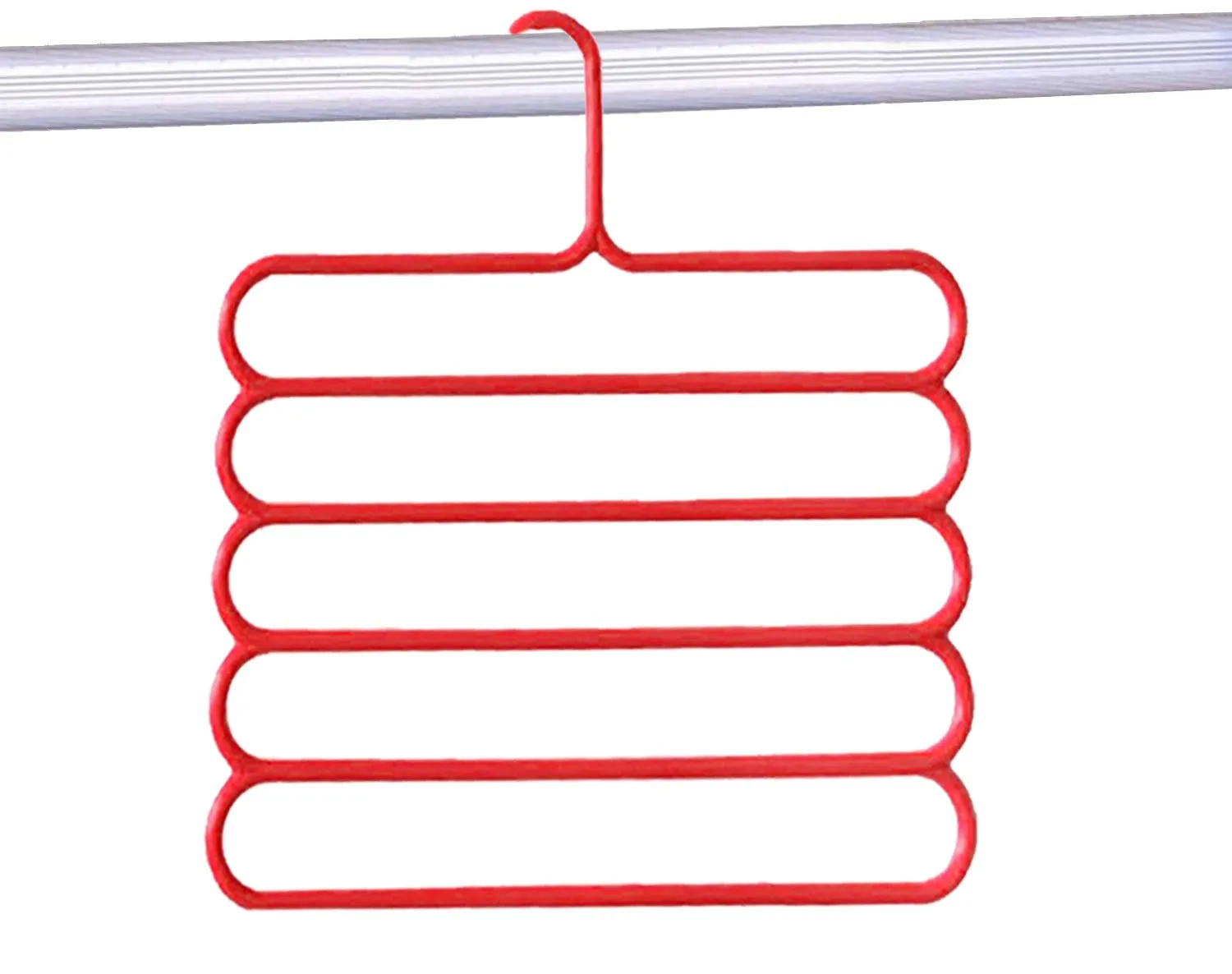 Kuber Industries 12 Pieces Multi-Purpose 5 Layer Pants Clothes Hanger Wardrobe Storage Organizer (Multicolour) - CTKTC023497