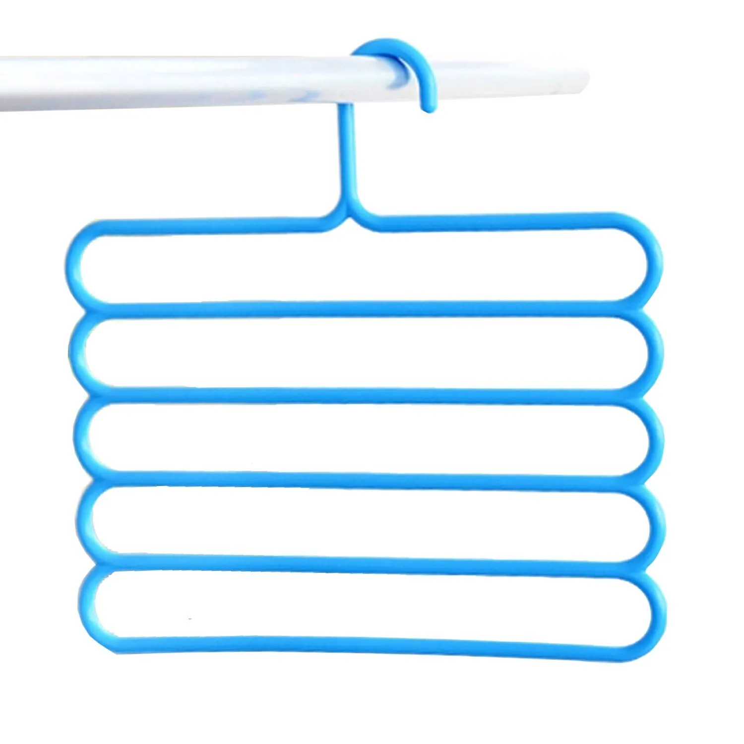 Kuber Industries 12 Pieces Multi-Purpose 5 Layer Pants Clothes Hanger Wardrobe Storage Organizer (Multicolour) - CTKTC023497