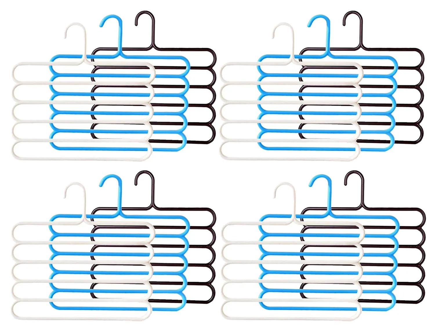 Kuber Industries 12 Pieces Multi-Purpose 5 Layer Pants Clothes Hanger Wardrobe Storage Organizer (Multicolour) - CTKTC023497