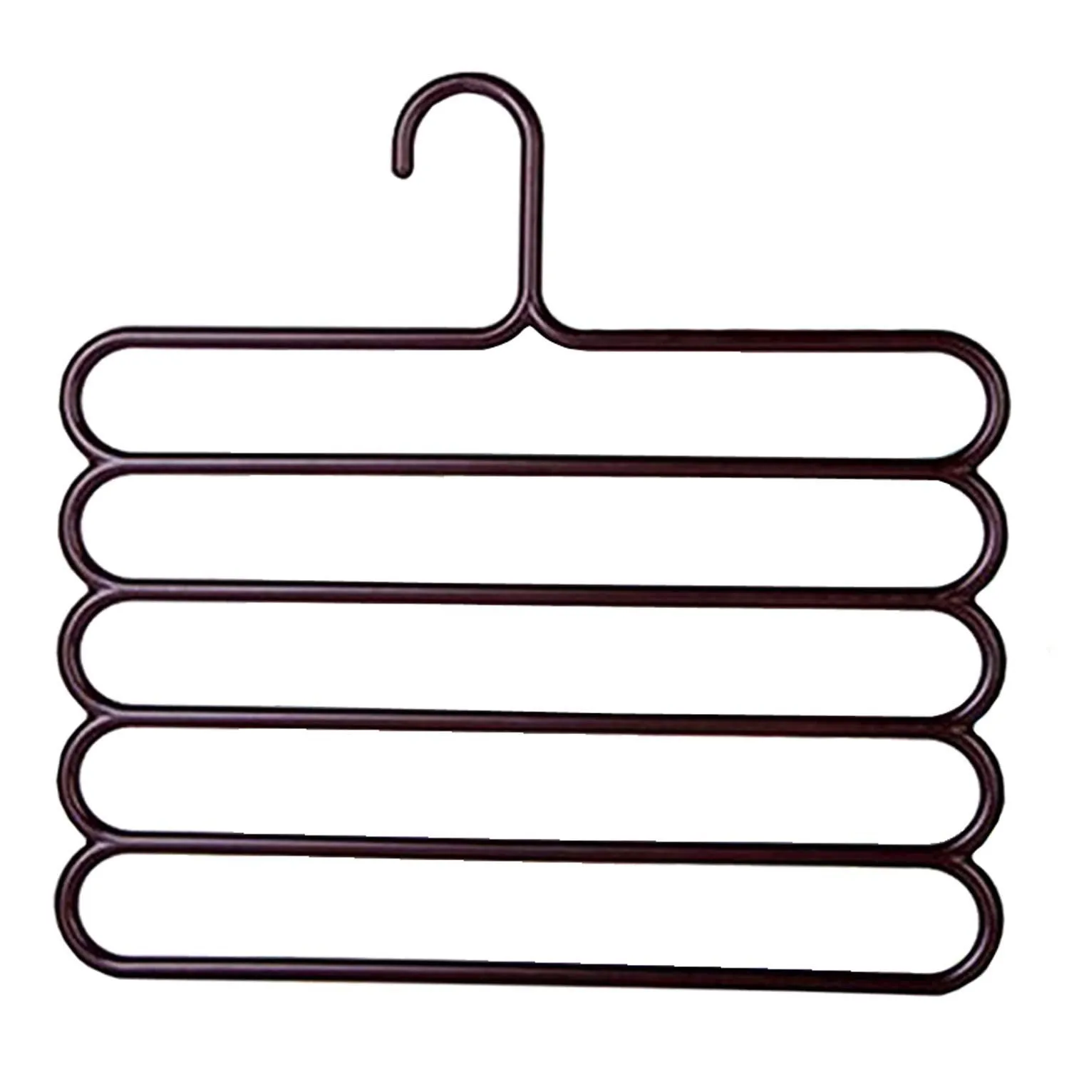 Kuber Industries 12 Pieces Multi-Purpose 5 Layer Pants Clothes Hanger Wardrobe Storage Organizer (Multicolour) - CTKTC023497