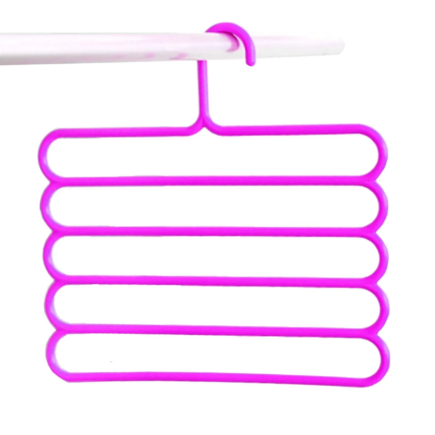 Kuber Industries 12 Pieces Multi-Purpose 5 Layer Pants Clothes Hanger Wardrobe Storage Organizer (Multicolour) - CTKTC023497