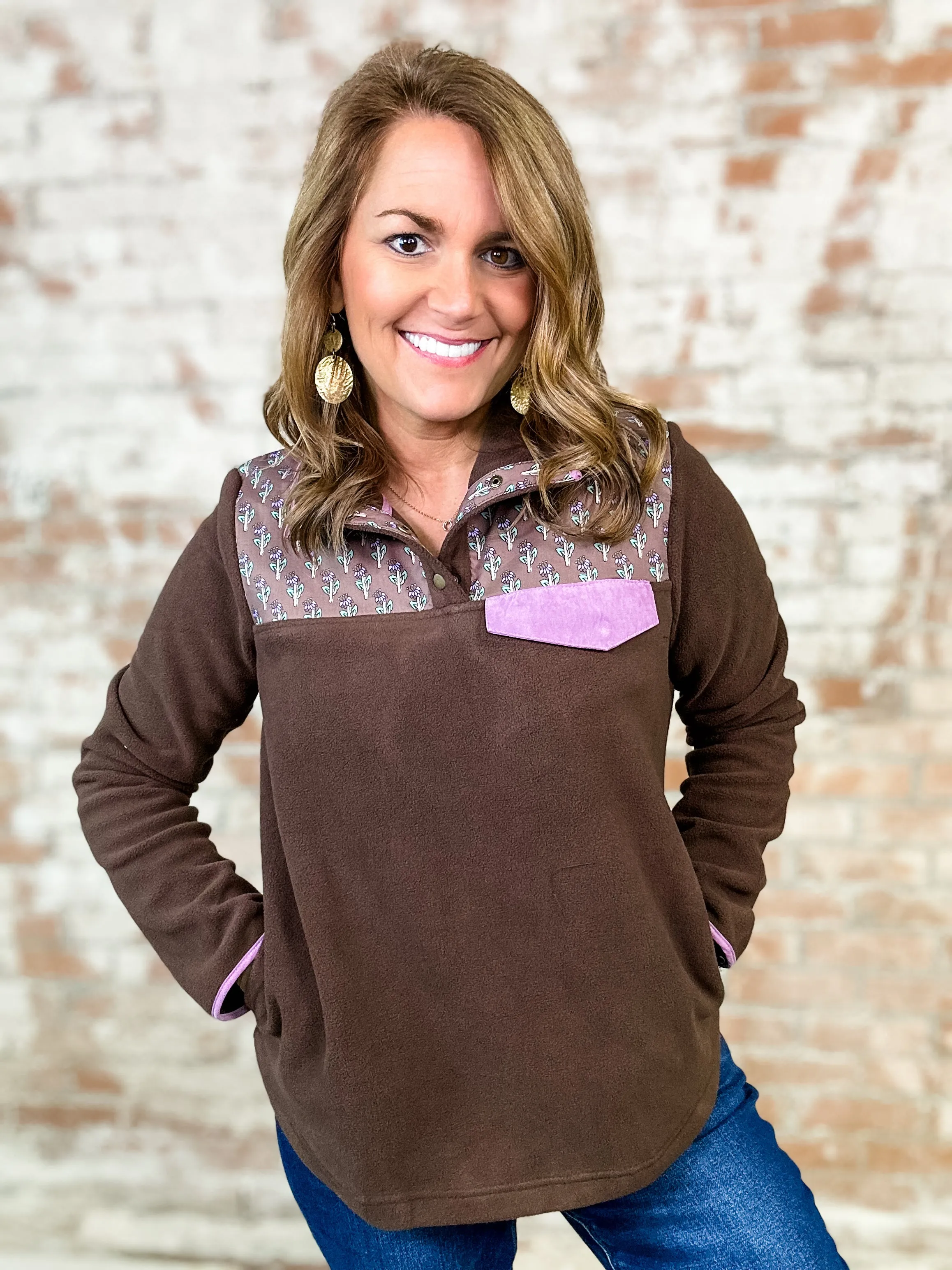LaDonna Contrast Fleece Pullover - FINAL SALE
