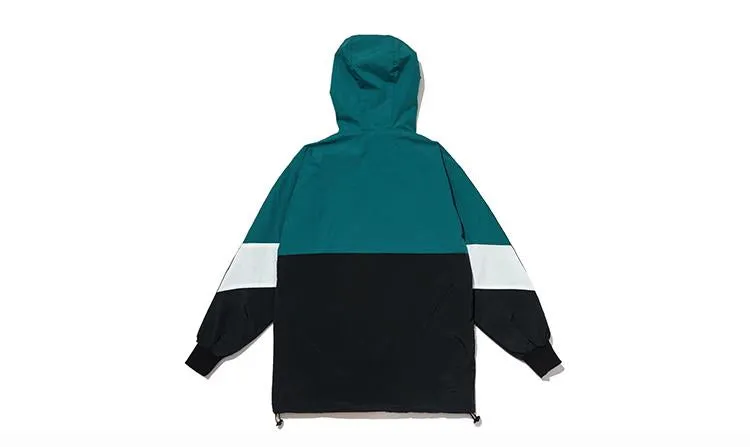 Lettering Sleeved Colourblock Windbreaker Jacket