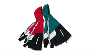Lettering Sleeved Colourblock Windbreaker Jacket