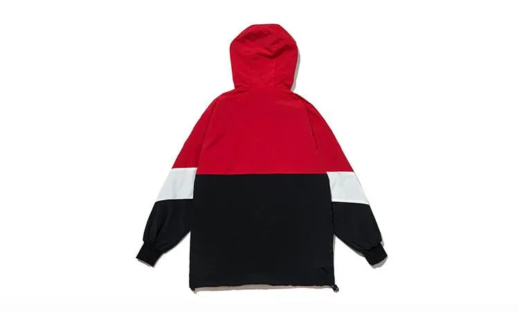 Lettering Sleeved Colourblock Windbreaker Jacket