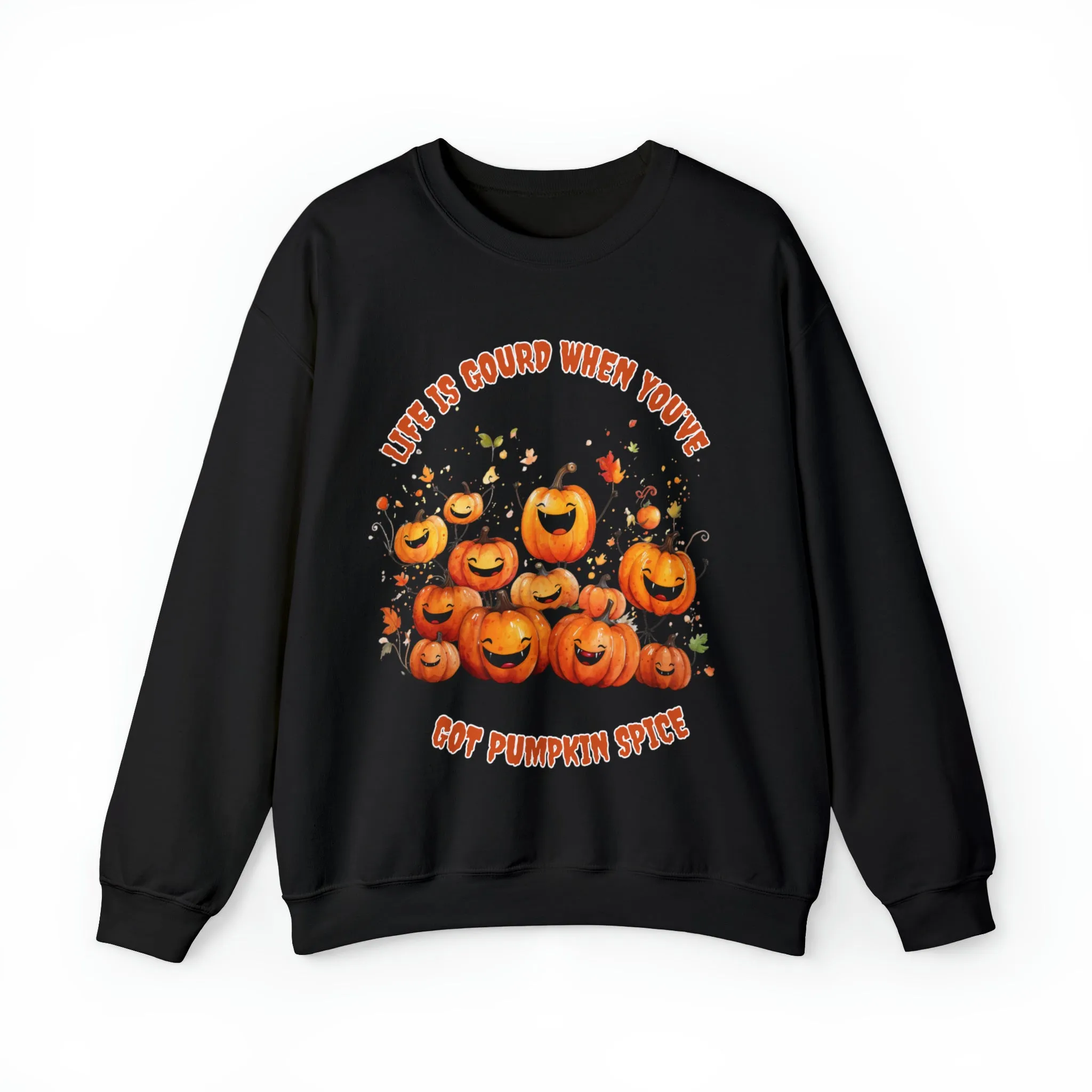 Life is Gourd When You've Got Pumpkin Spice, Retro Sweatshirt, Cute Sweatshirt, Halloween Sweatshirt, Womens' Halloween, Spooky Sweatshirt