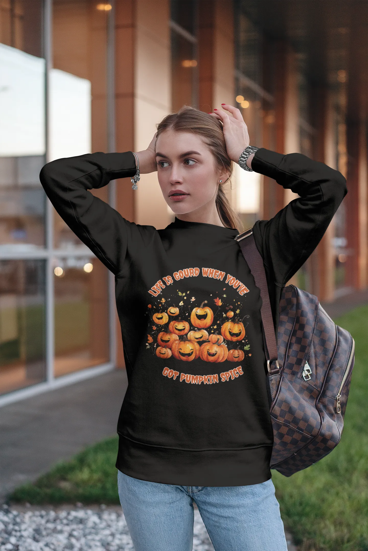 Life is Gourd When You've Got Pumpkin Spice, Retro Sweatshirt, Cute Sweatshirt, Halloween Sweatshirt, Womens' Halloween, Spooky Sweatshirt