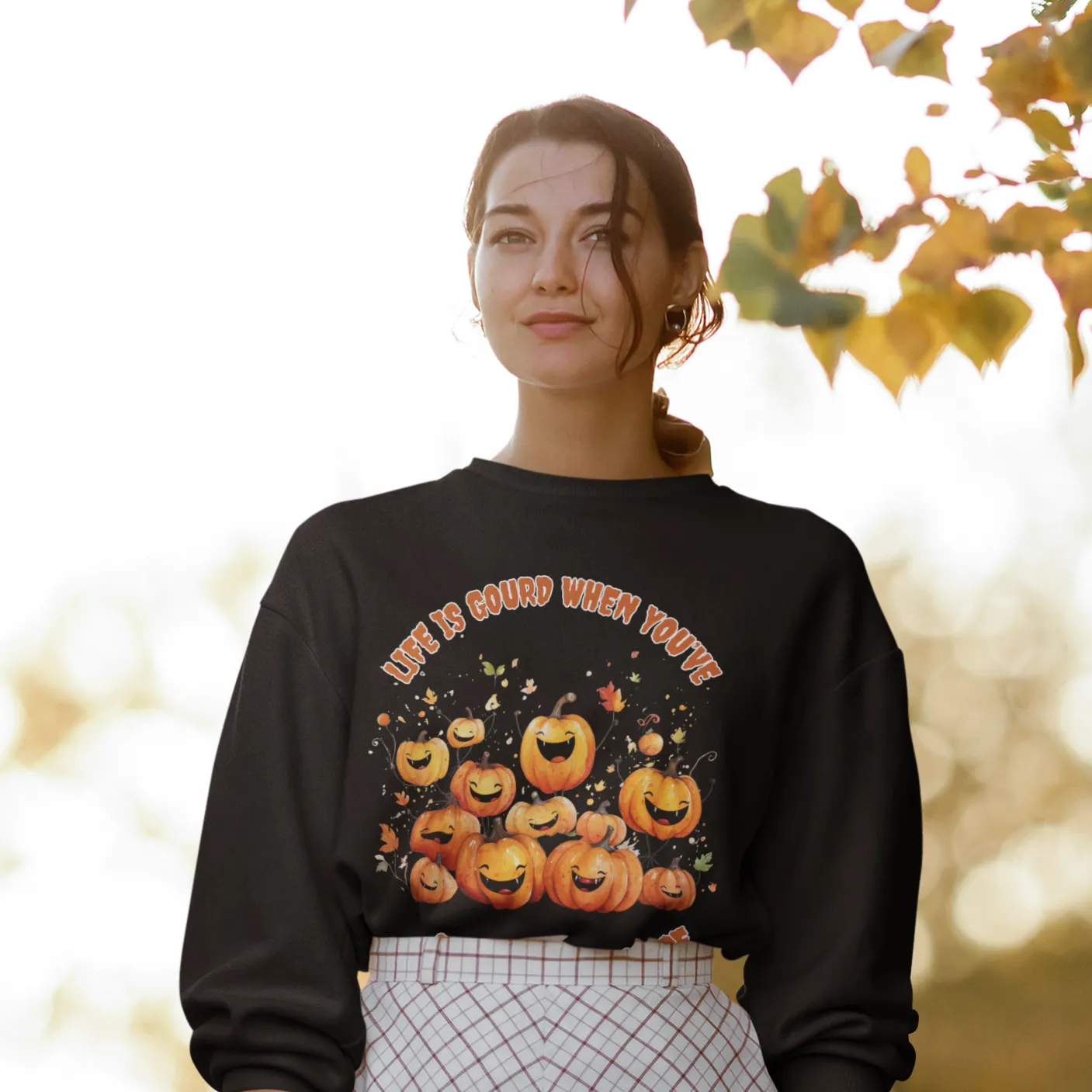 Life is Gourd When You've Got Pumpkin Spice, Retro Sweatshirt, Cute Sweatshirt, Halloween Sweatshirt, Womens' Halloween, Spooky Sweatshirt