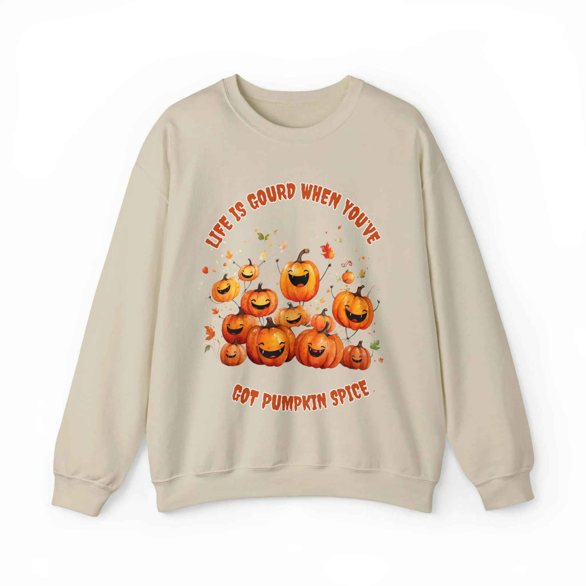 Life is Gourd When You've Got Pumpkin Spice, Retro Sweatshirt, Cute Sweatshirt, Halloween Sweatshirt, Womens' Halloween, Spooky Sweatshirt