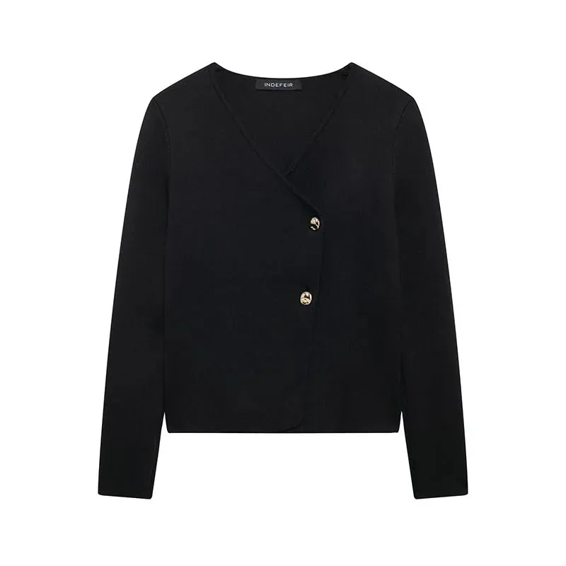 Long Sleeve Asymmetry Knitted Cardigan