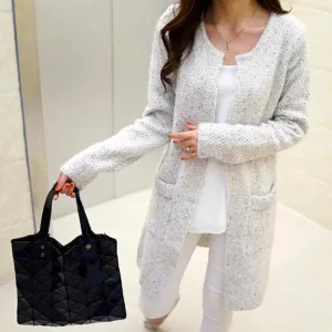 Luexco Women's Long Cardigan One Size Knitted Open Front