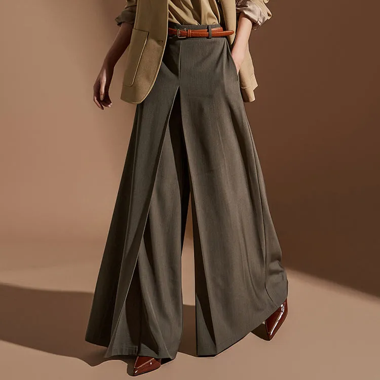P3068 Pintuck Wide Long Slacks