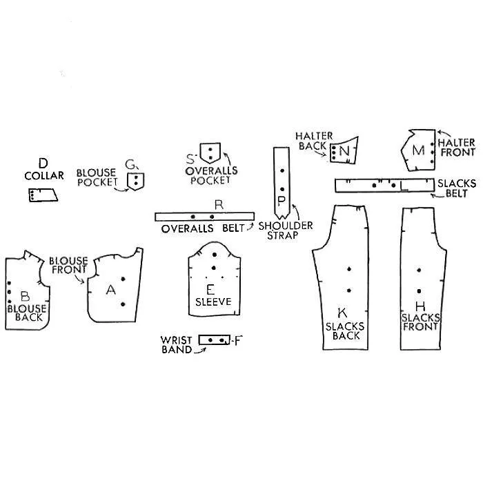 PDF - 1940s Pattern, Land Girl High Waist Slacks & Overalls -  Bust 38" (97cm) - Download