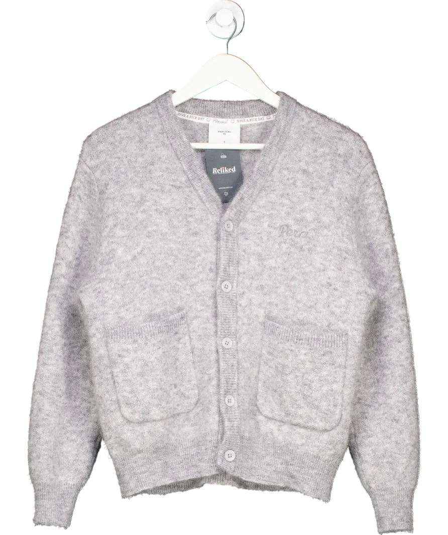 Percival Grey Mohair Cardigan UK S