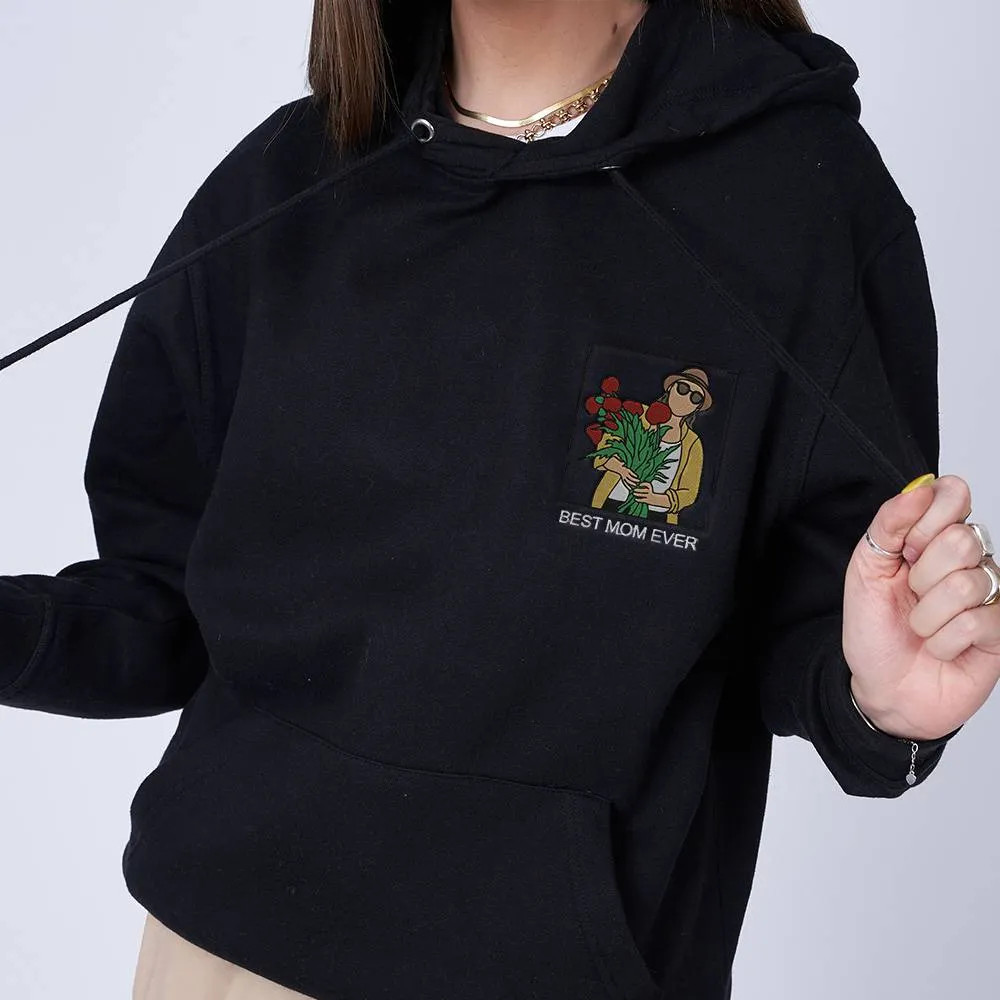 Personalized Mom Embroidered Sweatshirt, Custom Colored Embroidery Hoodie, Gift For New Mom, Mother's Day Gift