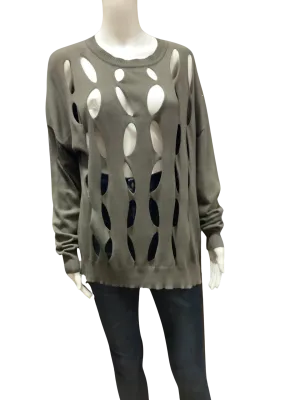 Planet By Lauren G Women's Sweater Olive Pima Cotton Size: OS