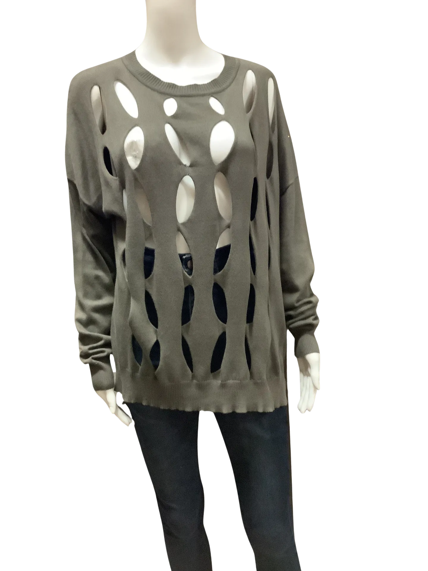 Planet By Lauren G Women's Sweater Olive Pima Cotton Size: OS